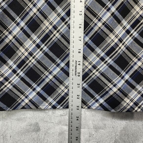 Vintage Lavender Skirt Womens M Blue Black Plaid Pull On Pencil Preppy Academia - Picture 7 of 8